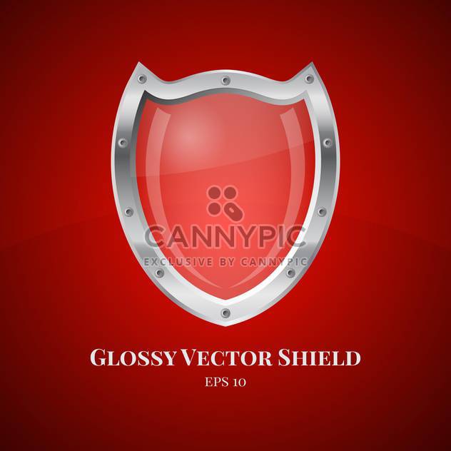 Vector illustration of security shield symbol icon on red background - vector gratuit #125728 