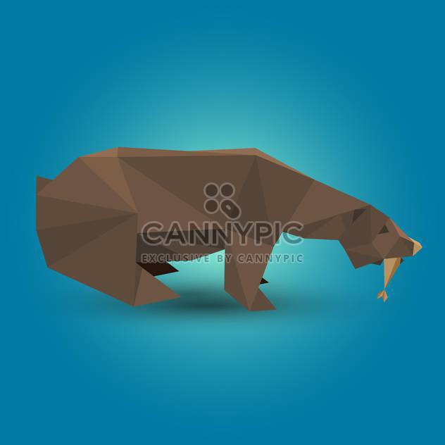 Vector illustration of brown origami bear on blue background - Free vector #125798