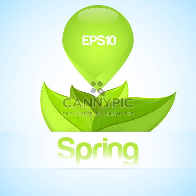 Vector illustration of spring background with green leaves on blue background - Kostenloses vector #125808