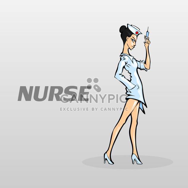 Vector illustration of a nurse ready to make an injection on grey background - vector #125838 gratis