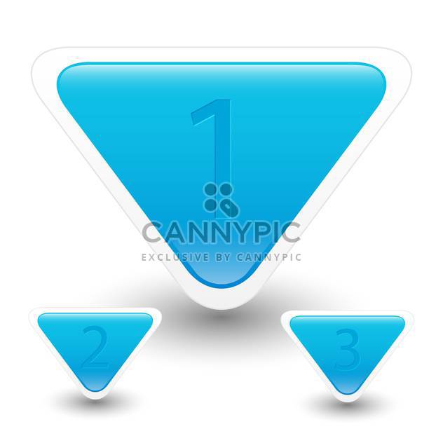 Vector illustration of blue triangle web buttons with numbers on white background - бесплатный vector #126338