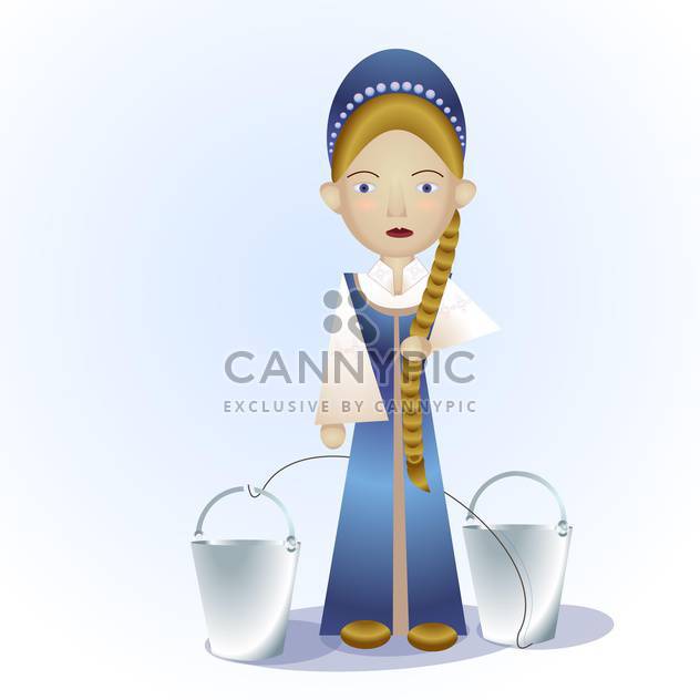 Vector illustration of russian cartoon girl with buckets - бесплатный vector #126398