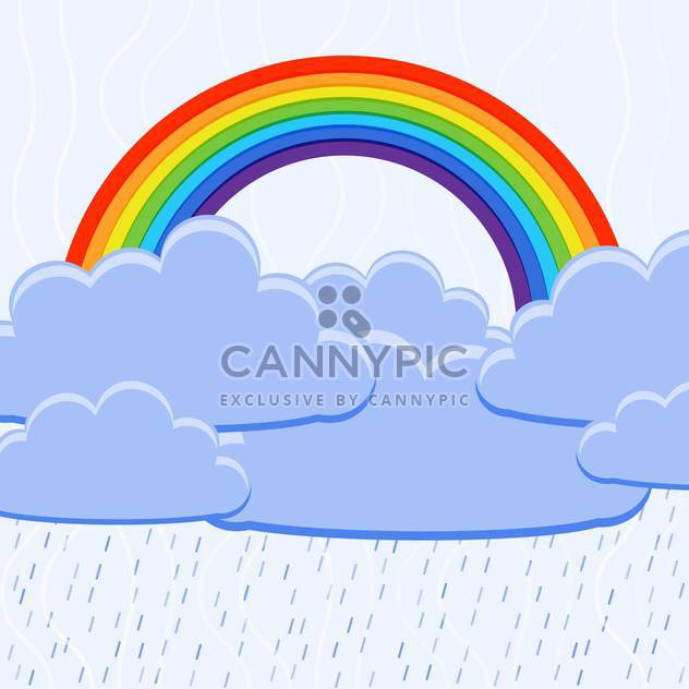 Vector illustration of colorful rainbow with clouds - Free vector #126488