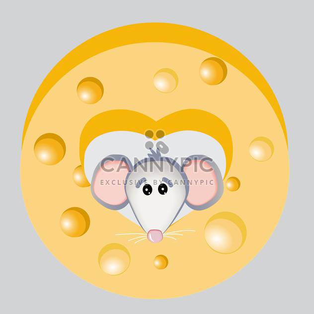 Vector illustration of cartoon mouse with yellow cheese - vector gratuit #126498 