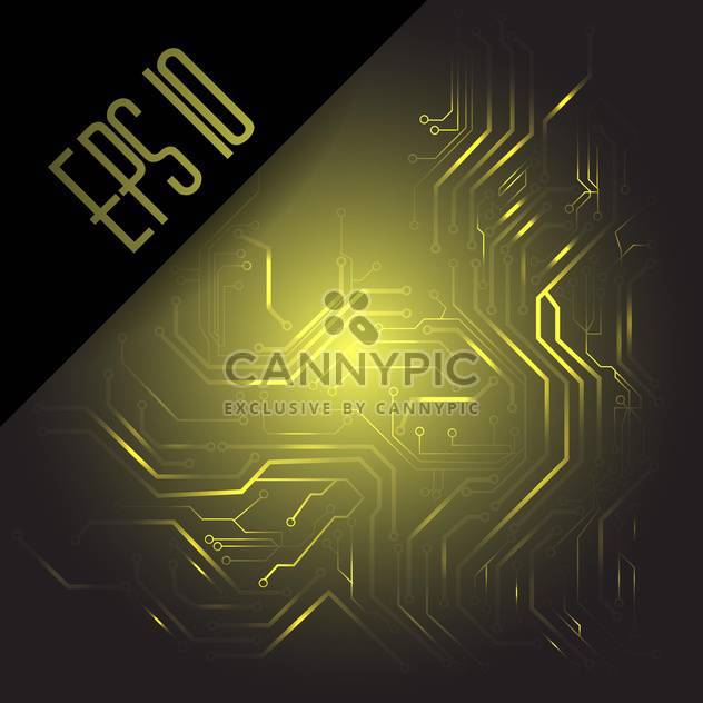 Vector illustration of yellow color computer circuit board on dark background - Free vector #126588