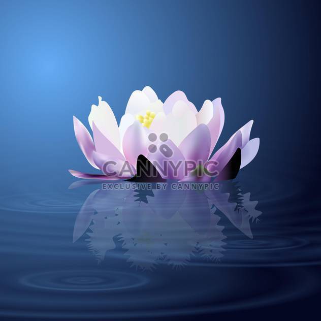 colorful illustration of beautiful water lily flowr on lake - vector gratuit #126878 