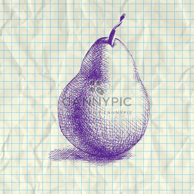 Sketch illustration of drawing pear on notebook paper - vector gratuit #126998 