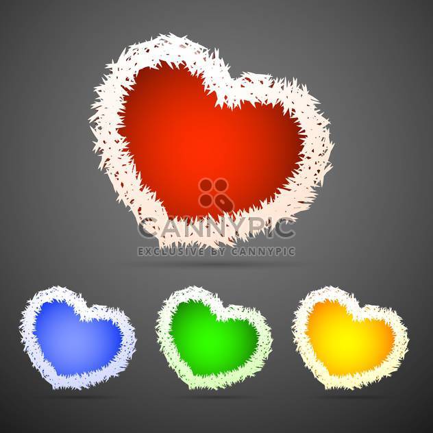 Vector set of fluffy hearts on grey background - vector gratuit #127038 