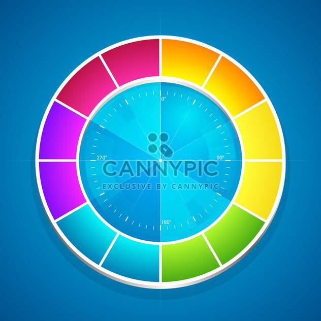 Vector illustration of color wheel on blue background - Kostenloses vector #127068