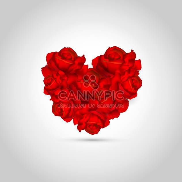 Heart made of red roses on white background - бесплатный vector #127168