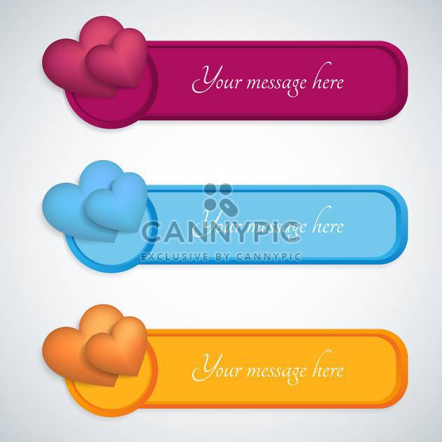 colorful badges with hearts with text place on white background - vector gratuit #127238 