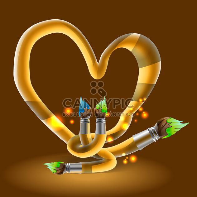 Heart shaped brushes on brown background - vector gratuit #127518 