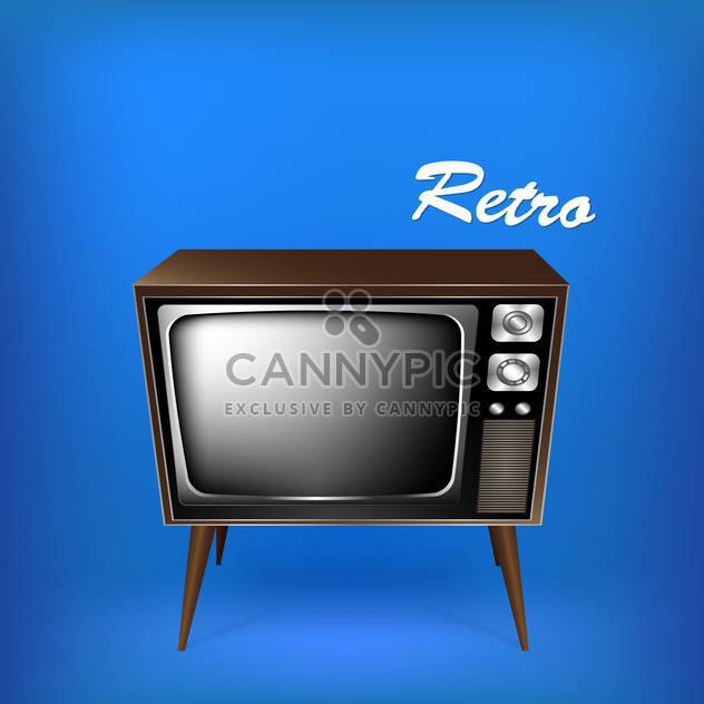 vector illustration of retro tv on blue background - vector gratuit #127628 