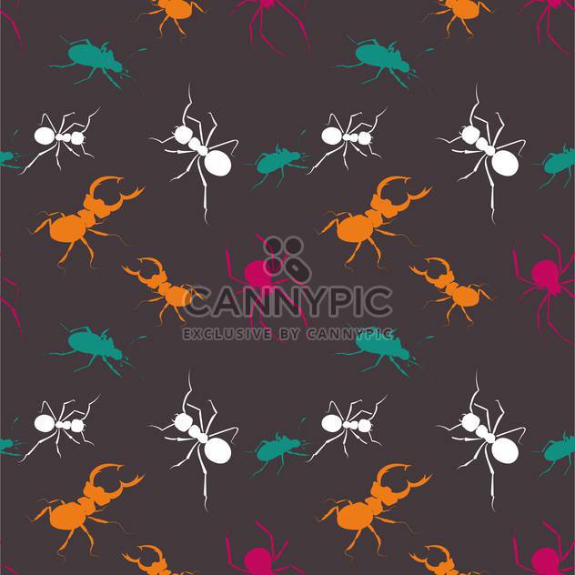 Seamless bugs colorful pattern on dark background - Free vector #127698