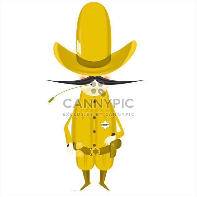 colorful illustration of yellow cartoon sheriff on white background - бесплатный vector #127708