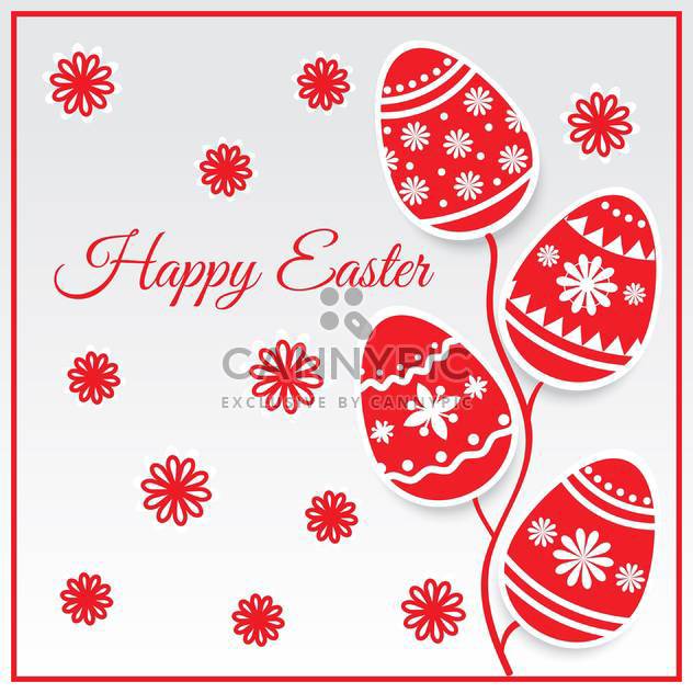 easter eggs card in red color for holiday background - Free vector #127818
