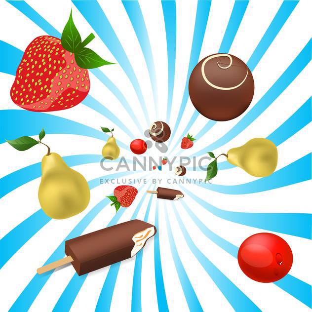 mix of fruits and ice-cream, vector illustration - Free vector #128208