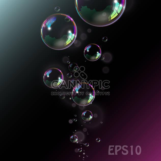 Soap bubbles illustration on black background - vector #128388 gratis