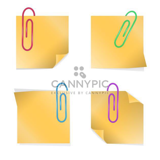 Yellow empty sticky notes with staples - vector gratuit #128398 
