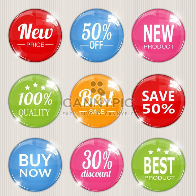 Vector set of colorful advertising stickers - vector gratuit #128558 