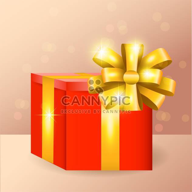 Vector illustration of red gift box with golden ribbon and bow - vector #128658 gratis
