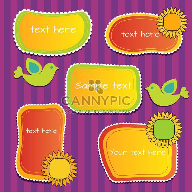 Vector set of sunny floral frames with birds - Free vector #128788