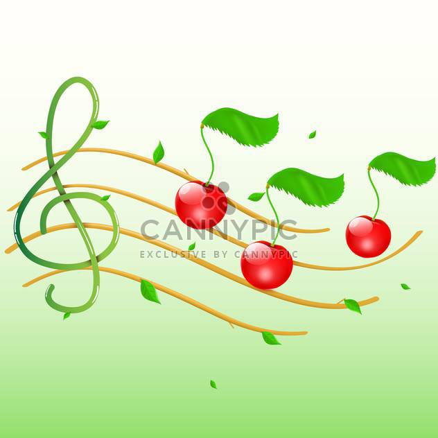 Summer music with cherries as notes - Kostenloses vector #128818