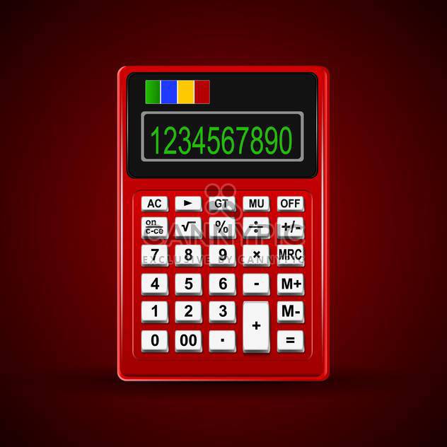 Vector illustration of red calculator with 10 digit display - бесплатный vector #128898