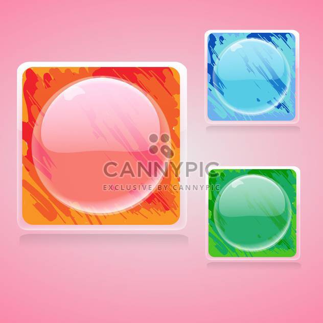 Vector set of colorful square buttons with circles on pink background - бесплатный vector #129298