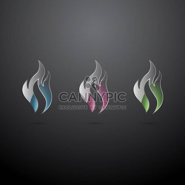 Vector set of glass fire icons on dark background - Free vector #129408