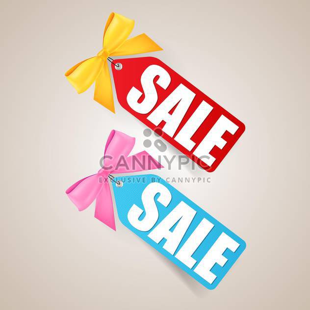 Vector sale colorful labels with bows - бесплатный vector #129438
