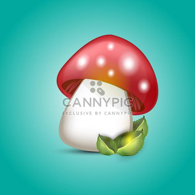 Vector illustration of amanita mushroom on green background - Free vector #129458