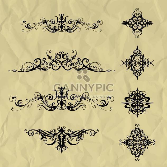 Vector vintage elements on crumpled paper background - бесплатный vector #129468