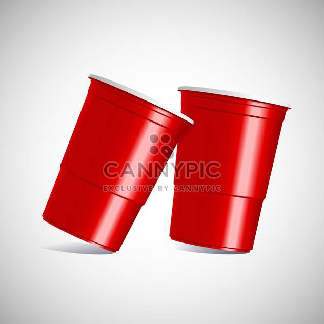 Vector illustration of red plastic cups on gray background - Free vector #129848