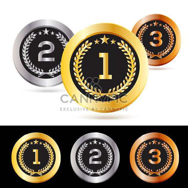 Vector set of gold, silver and bronze medals isolated - vector gratuit #130108 