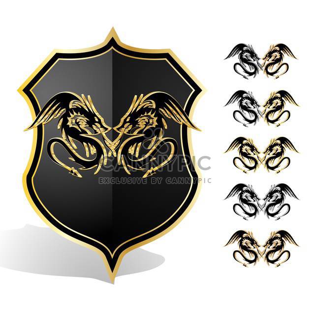 Vector illustration of heraldic dragon shield - vector #130128 gratis