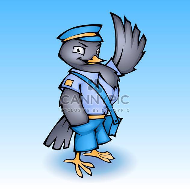 Vector illustration of cartoon postman pigeon on blue background - Free vector #130168