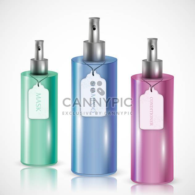 Colorful pump plastic bottles on white background - vector gratuit #130238 