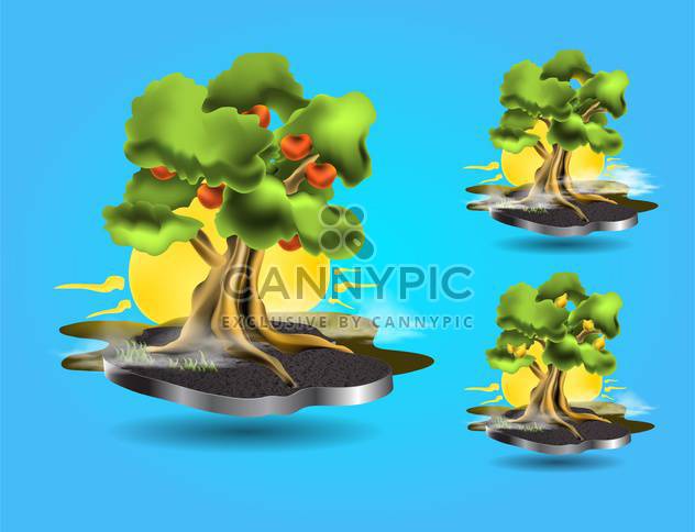 Vector tree icons on blue background - Kostenloses vector #131898