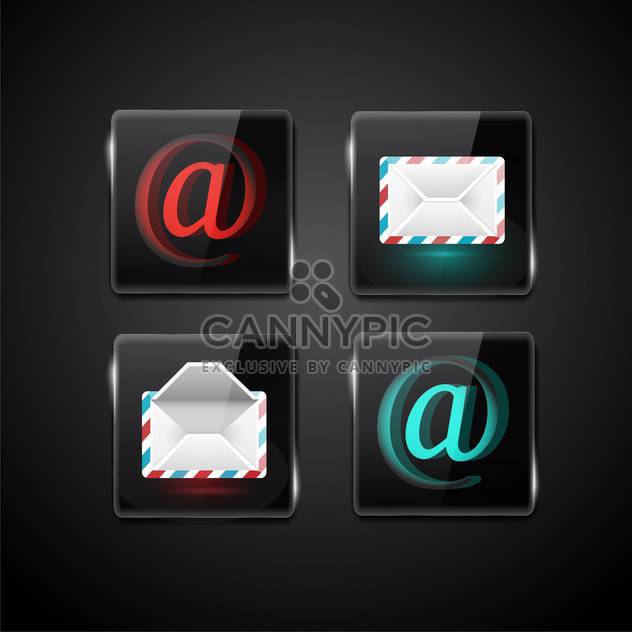 Set of vector e-mail icons on black background - vector gratuit #132008 