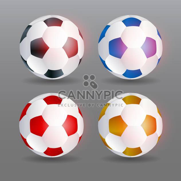 Set of four vector soccer balls on grey bakcground - Free vector #132058