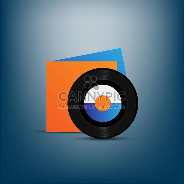 Black vinyl disc with orange cover on blue background - Free vector #132278