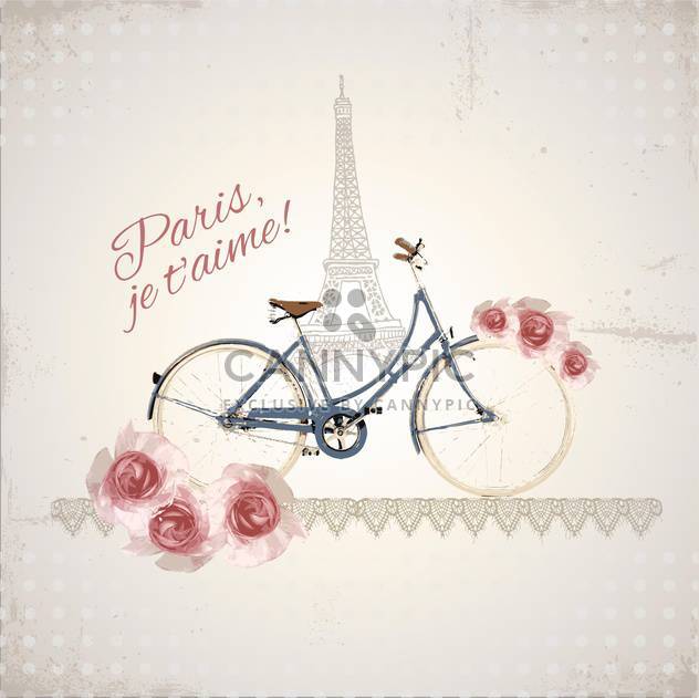 romantic postcard from paris city - vector gratuit #133398 
