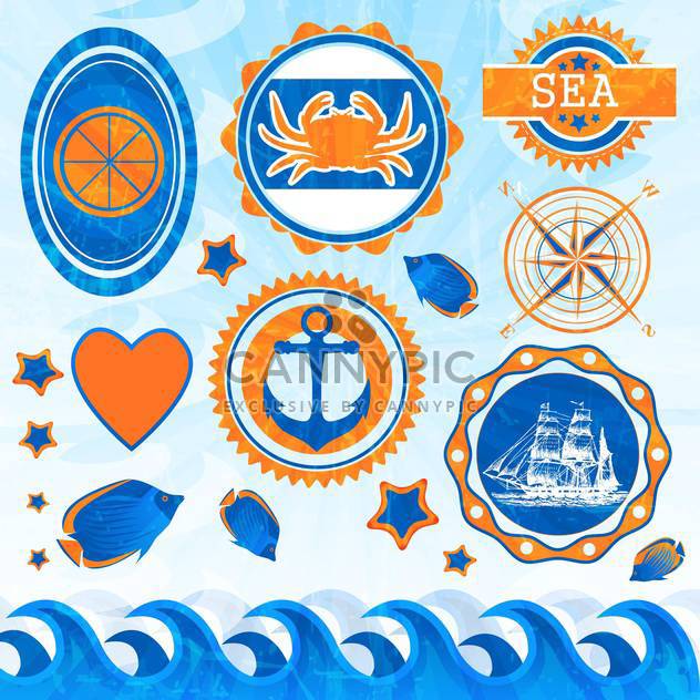 vector set of sea emblems - Free vector #133998