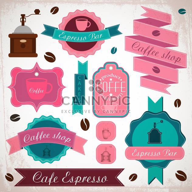 retro coffee badges and labels - Free vector #134008