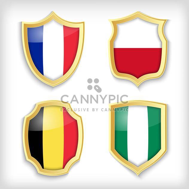 set of shields with different countries stylized flags - бесплатный vector #134518
