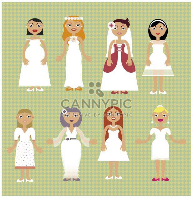 cartoon wedding day dress set salon illustration - vector gratuit #135038 