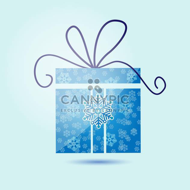 Vector illustration of Christmas gift box with snowflakes on blue background - Free vector #125848
