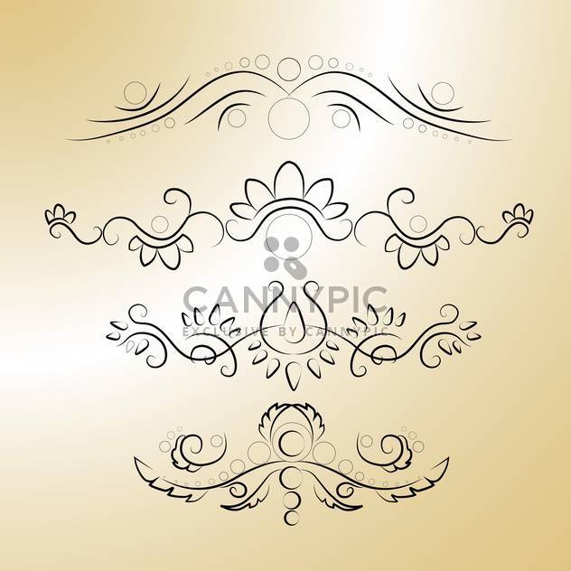 Vector black floral calligraphic elements on brown background - бесплатный vector #125858