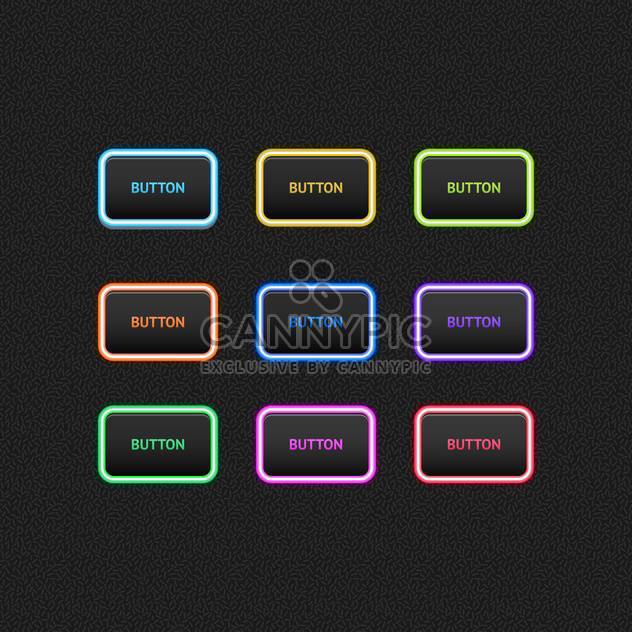 Vector illustration of web colored buttons on black background - Free vector #125918
